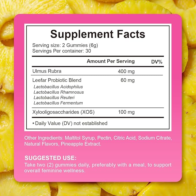 Women's Probiotic Gummies for Vaginal Health - pH Balance & Immune Support Supplement, Pineapple Flavor, 60 Count | Feminine Care Vitamins for Women