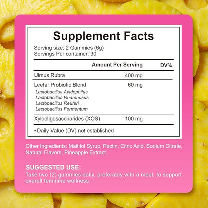 Women's Probiotic Gummies for Vaginal Health - pH Balance & Immune Support Supplement, Pineapple Flavor, 60 Count | Feminine Care Vitamins for Women