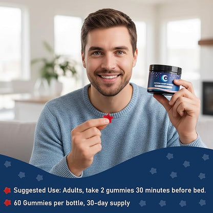 ZAYMAN Melatonin Free Sleep Gummies, Natural Sleep Aid Gummies with L-Theanine, Magnesium Glycinate, Valerian Root, Passionflower - Sugar Free, Strawberry Flavor, Vegan, 60 Count