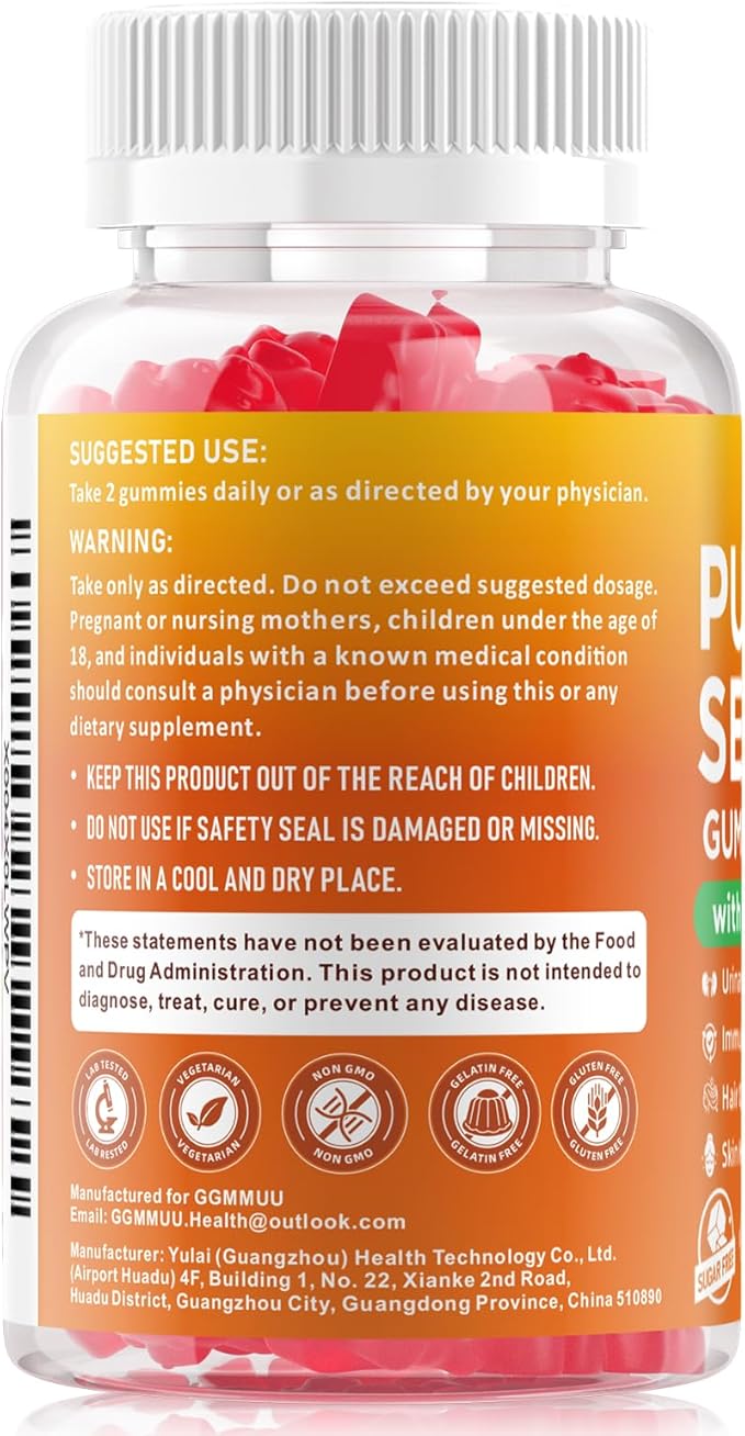 2 Pack Pumpkin Seed Oil Gummies with Saw Palmetto, 3000mg Per Serving Pumpkin Seed Oil Supplement for Hair Growth, Skin Health, High Pure Extract for Women & Men, Raspberry Flavor, 120 Count