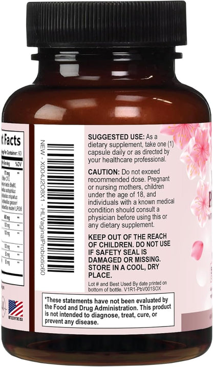 Vaginal Probiotics for Women - Gently Support Feminine Health, pH Balance, Healthy Odor & Vaginal Flora - 50 Billion CFU - Improved Formula with Lactobacillus, Prebiotics & Cranberry - 60 Capsules