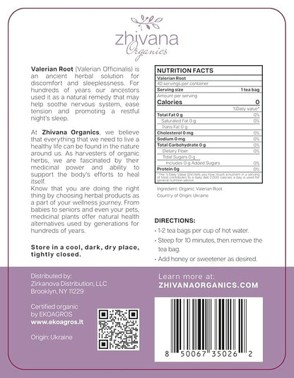 Valerian Root Tea Organic (40 Tea Bags) - Valeriana Herb – Calming Herbal Infusion for Sleep, Healthy Stress Response - Te para Dormir de Noche