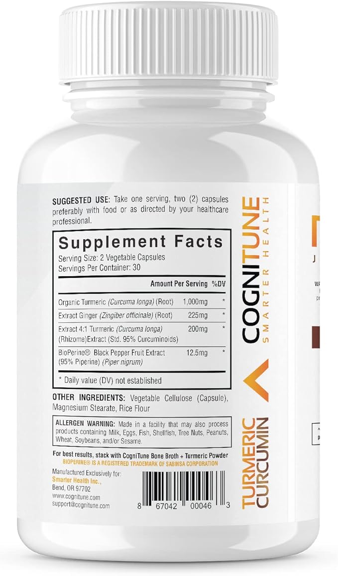 Organic Turmeric & Ginger Capsules - Turmeric Curcumin with Ginger & BioPerine, 95% Curcuminoids - Joint, Digestion, Immunity Support, Black Pepper Extract for Increased Absorption
