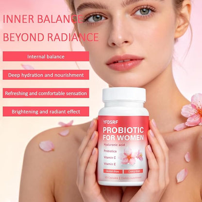 Women's Vaginal Probiotic Supplement for Intimate Health & pH Balance | with Hyaluronic Acid, Multi-Collagen, Vitamin C | Supports Comfort, Moisture & Antioxidant Defense | 120 Capsules (1)