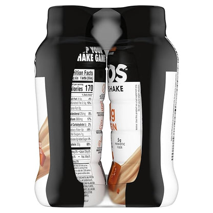 Oikos Protein Shake, Salted Caramel, 30g High Protein Drinks, Shelf Stable, Ready to Drink, 5g Prebiotic Fiber, 12 fl oz Bottle, 4 Count