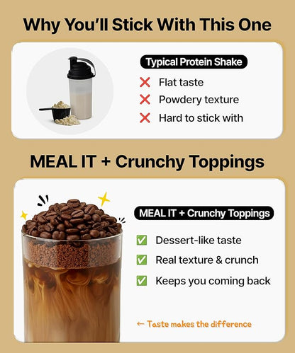 Coffee Protein Shake, 16 g Protein & High Fiber, Low Sugar, Keto-Friendly Meal Replacement powder with Korean Cookie Crumble (Soboro) 19.8 oz 14 servings