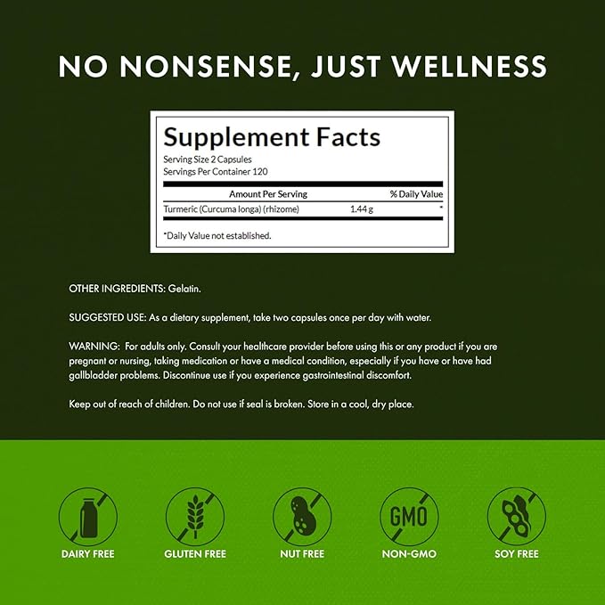 Swanson Full Spectrum Turmeric Curcumin Joint, Liver, and Digestive Support Supplement for Active Adults - Non-GMO, Gluten-Free (240 Vegan Capsules, 4 Pack)