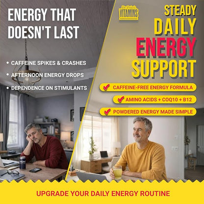 Dr. Price's Vitamins Energy Powder Packets – 30 Count | Energy Vites with Vitamin B12, Amino Acids & CoQ10 | Sugar Free, Gluten Free, Non-GMO Supplement for Men & Women