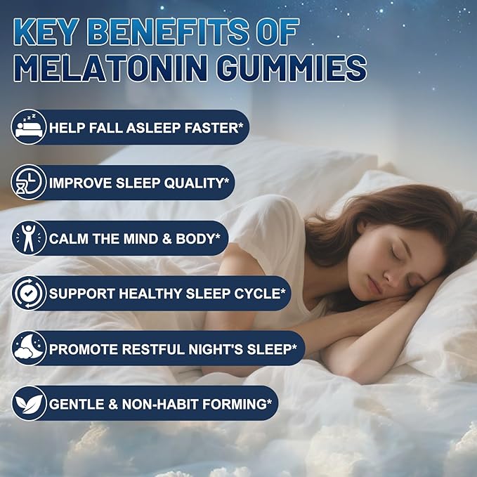 Melatonin 10mg Gummies for Sleep Support, Natural Berry Flavor, Non-GMO, Gluten Free, Vegan, 60 Count, 2 Month Supply – Bedtime Relaxation & Restful Sleep Aid