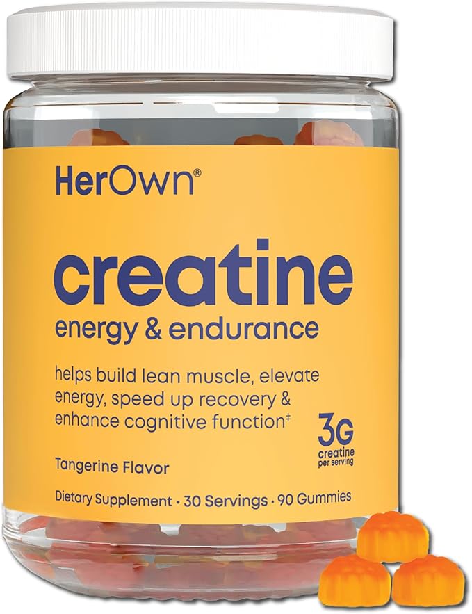 her own Creatine Gummies for Women – 3g Creatine Monohydrate per Serving – Energy, Endurance & Glute Support – Sugar Free, Vegan, Gluten Free, Non-GMO – Tangerine Flavor, 90 Gummies