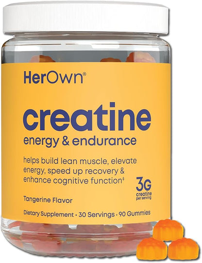 her own Creatine Gummies for Women – 3g Creatine Monohydrate per Serving – Energy, Endurance & Glute Support – Sugar Free, Vegan, Gluten Free, Non-GMO – Tangerine Flavor, 90 Gummies