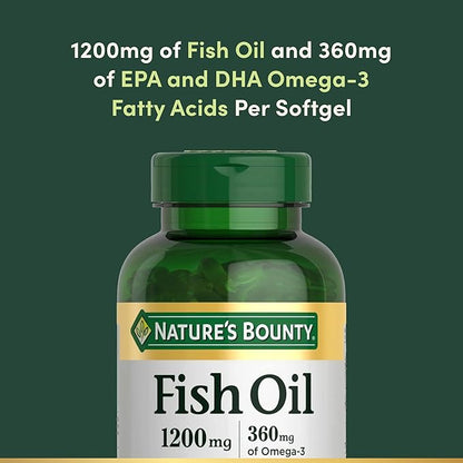 Nature's Bounty Fish Oil Omega 3 Supplements - Supports Heart Health, 1200 Mg Fish Oil, Omega-3, 200 Softgels (Pack of 1)