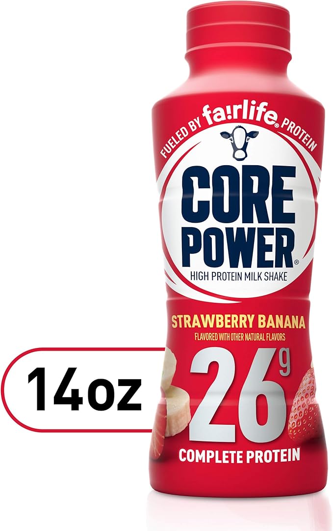 Core Power Protein Shake, Strawberry Banana, 26g Bottle, 14oz, 12 Pack