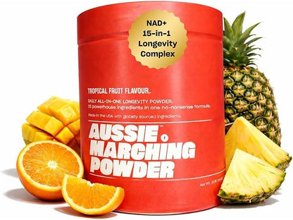 Anti Aging Supplement & Longevity Mix, Nicotinamide Riboside (NR) NAD+ Support with CoQ10, Creatine & L-Theanine, Tropical Flavor Longevity Supplement Powder