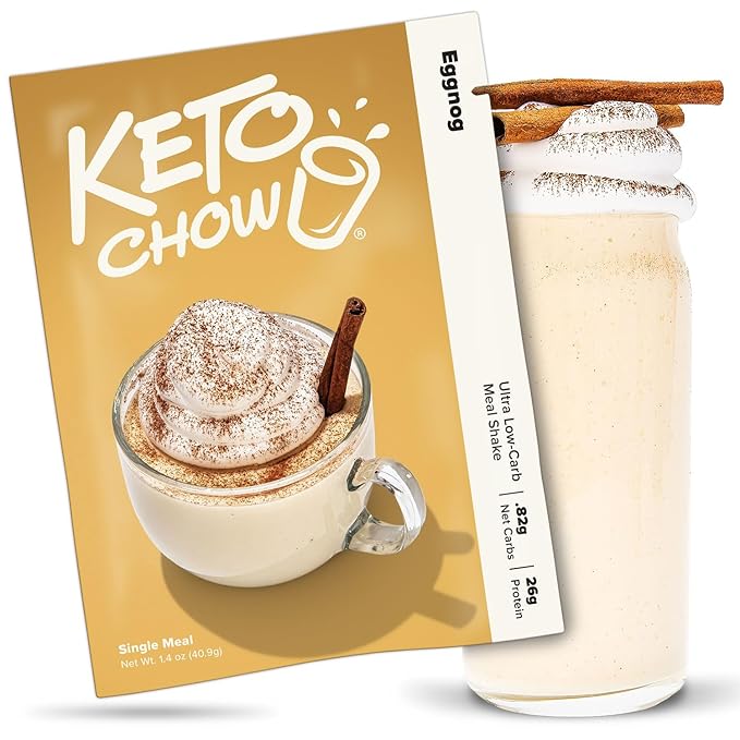 Keto Chow Eggnog | Keto Meal Replacement Shake Powder | Nutritionally Complete | Low Carb | Delicious Easy Meal Substitute | Protein Rich You Choose The Fat | Single Meal