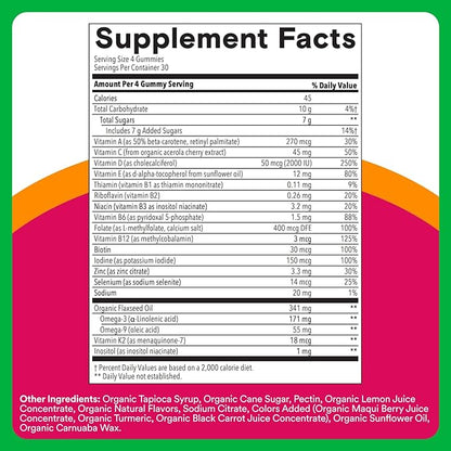 SmartyPants Organic Women's Multivitamin Gummies: Biotin, Methylfolate, Omega 3 (ALA), Vitamin D3, C, Vitamin B12, B6, A, K & Zinc, Inositol, Gluten Free, Vegetarian, 120 Count (30 Day Supply)