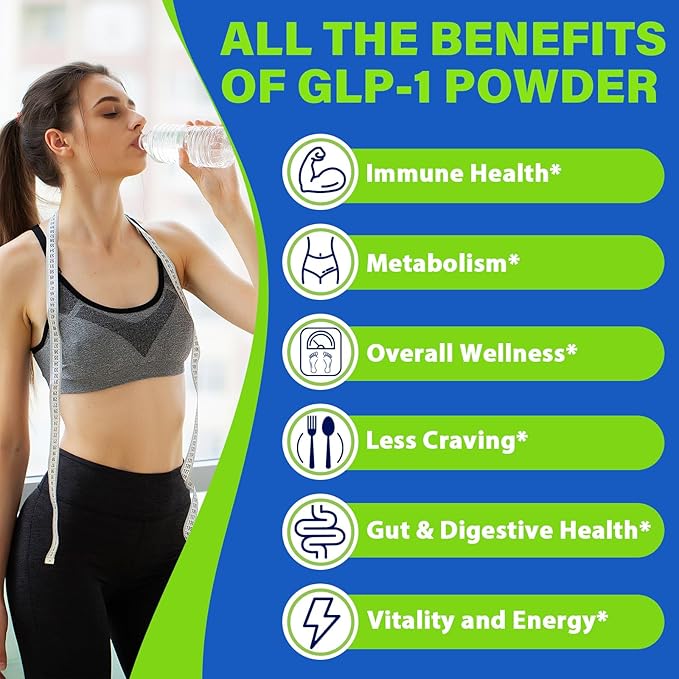 GLP-1 Supplement for Women & Men, Hunger & Metabolism Support | 15000MG GLP-1 Powder, Natural Formula GLP1 Supplements with Akkermansia Probiotic, for Metabolism, Digestion & Gut, 0 Sugar, 15.9 oz
