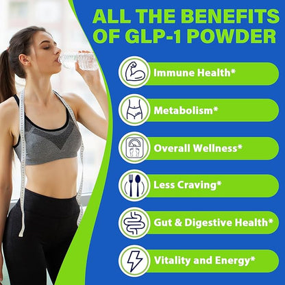 GLP-1 Supplement for Women & Men, Hunger & Metabolism Support | 15000MG GLP-1 Powder, Natural Formula GLP1 Supplements with Akkermansia Probiotic, for Metabolism, Digestion & Gut, 0 Sugar, 15.9 oz