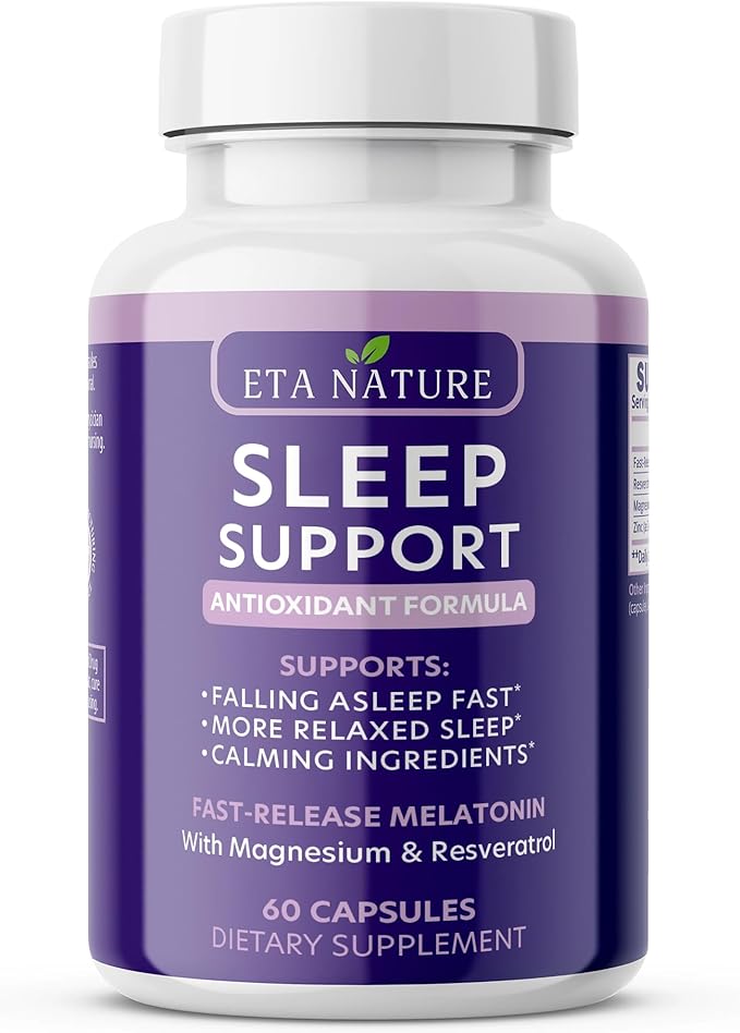Sleeping Pills & Resveratrol Supplement for Anti Aging - Sleep Supplement with Melatonin, Resveratrol, Zinc & Magnesium - Wake Up Looking Younger with Non Habit Forming Sleep Meds - 60 Caps