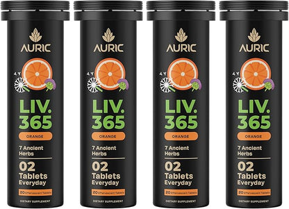 Auric Herbal Liver Support Supplement | Milk Thistle (Silymarin), Turmeric, Garlic, Ginger for Liver Health | Advanced Detox & Cleansing Formula for active Liver | 80 Tablets | Plant Based Gluten-Free