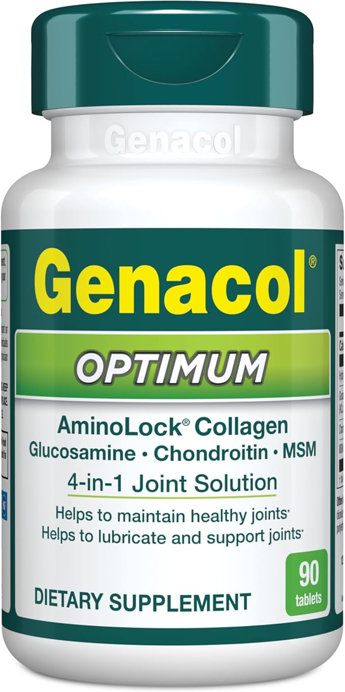 Genacol Optimum – Glucosamine, Chondroitin, MSM and Ultra-Hydrolyzed Collagen Tablets, Maintains Healthy Joints, Protects & Lubricate Cartilage, 90 Tablets (30-Day Supply)