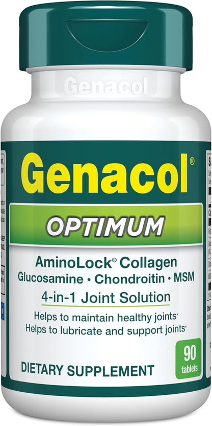 Genacol Optimum – Glucosamine, Chondroitin, MSM and Ultra-Hydrolyzed Collagen Tablets, Maintains Healthy Joints, Protects & Lubricate Cartilage, 90 Tablets (30-Day Supply)