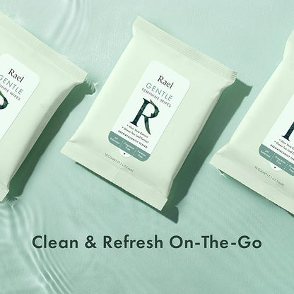 Rael Feminine Wipes, Flushable, Travel Size, All Skin Types, Daily Use (Gentle, 10 Count Pack of 4)