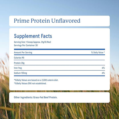 Equip Foods Prime Protein Powder | Clean, Grass Fed Beef Protein Powder | Carnivore Protein Isolate | Paleo, Keto Friendly | Gluten & Dairy Free | Helps Build & Repair Tissue | 30 Servings, Unflavored