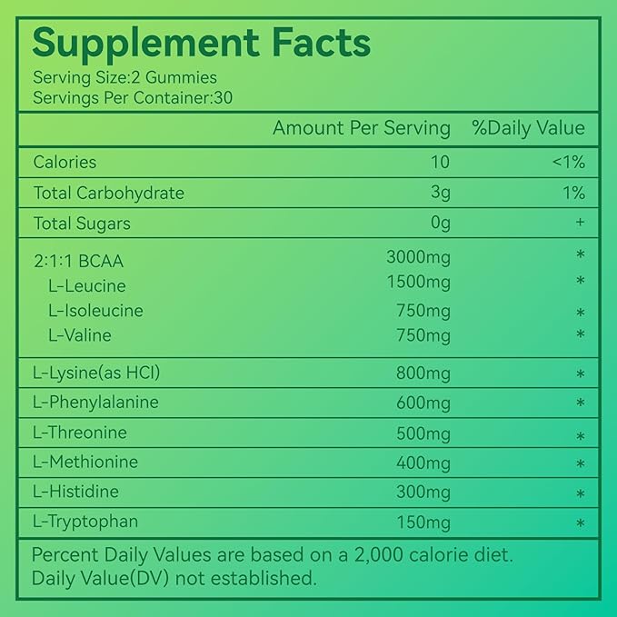 SmideHeal EAA Gummies, 5750 mg Essential Amino Acids - All 9 Essential Aminos (EAA) and All Branched-Chain Aminos (BCAAs), Non-GMO, Gluten Free, Vegetarian Friendly, Apple Flavor, 120 Gummies
