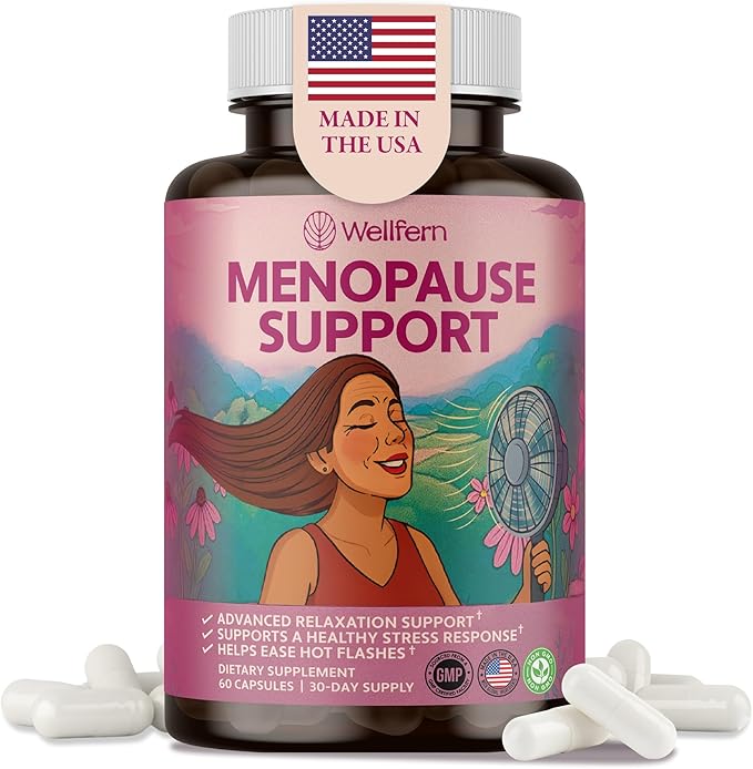 Menopause Supplements For Women | Natural Menopause Relief & Hot Flash Relief | Perimenopause Vitamins | Hormone-Free, Night Sweats & Sleep Support | Wellfern