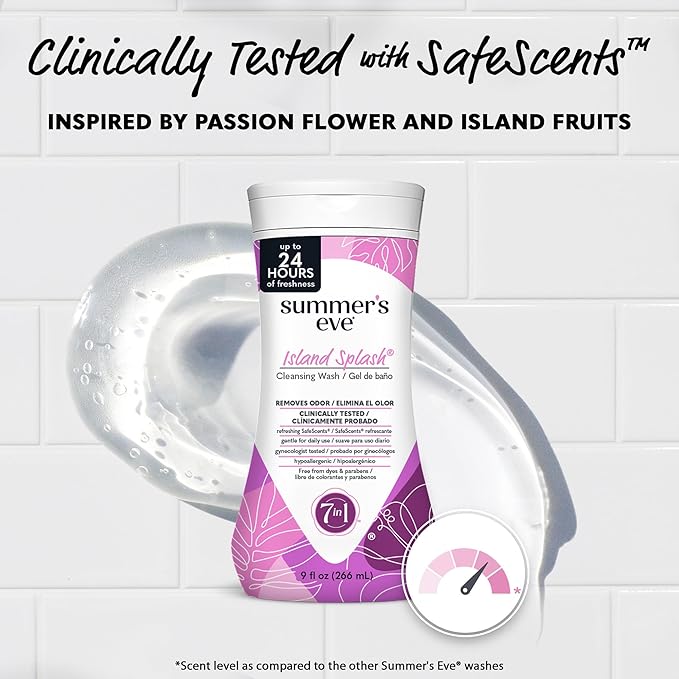 Summer's Eve Island Splash All-Over Daily Feminine Wash, pH-Balanced Body Wash for Women, Removes Vaginal Odor and Refreshes, 9 Fl Oz, Pack of 12