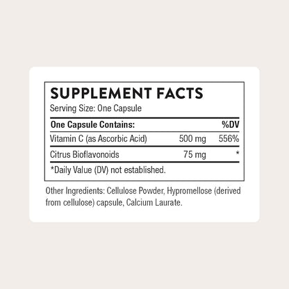 THORNE - Vitamin C 500 mg - Blend of Vitamin C and Citrus Bioflavonoids from Oranges - Supports Immune System, Cellular Energy Production & Collagen Production* - Third-Party Certified - 90 Servings