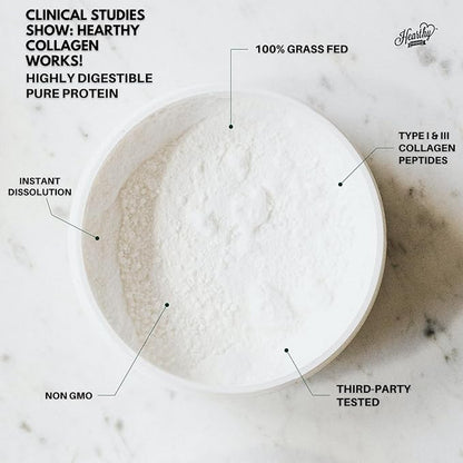 HEARTHY FOODS Collagen Powder - 18g Protein - Pure Halal Collagen Peptides Grass Fed Organic Hydrolyzed Powder | Type I and III Unflavoured Keto Friendly Gluten Free No Sugar Non GMO 16 Oz
