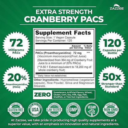 Zazzee Ultimate Urinary Tract Support Bundle | Super Concentrated Proanthocyanidin Cranberry Extract Capsules Plus D-Mannose 1000mg Capsules for UT & Bladder Cleansing