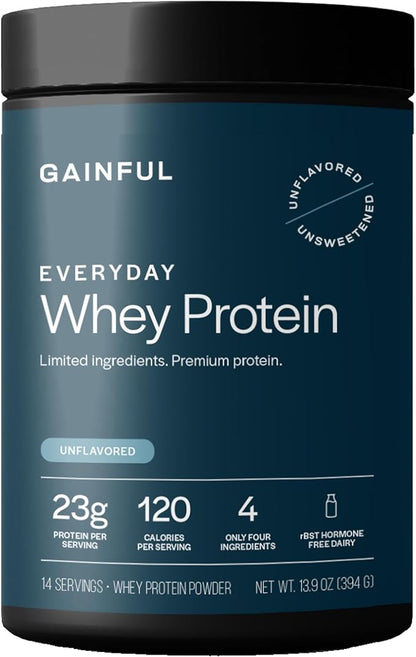 Gainful Everyday Whey Protein Powder, 23g Protein per Serving, Unflavored, Supports Muscle Growth, Recovery, & Daily Nutrition, with Whey Isolate, Casein, & No Artificial Ingredients, 14 Servings