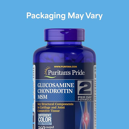 Puritan's Pride Glucosamine Chondroitin MSM, Dietary Supplement for Joint Health, 6 Month Supply, 360 Coated Tablets