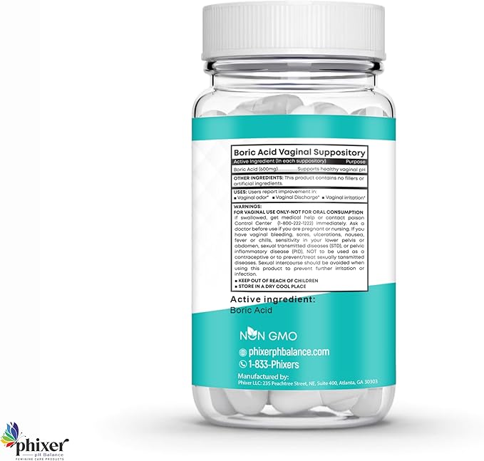 Vaginal Boric Acid Suppositories for Women - 20 Suppositories 600MG Each for Chronic Yeast Infections and Vaginal Odor - Vaginal Use Only - Made in USA