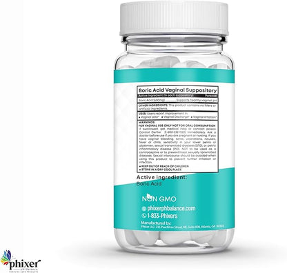 Vaginal Boric Acid Suppositories for Women - 20 Suppositories 600MG Each for Chronic Yeast Infections and Vaginal Odor - Vaginal Use Only - Made in USA