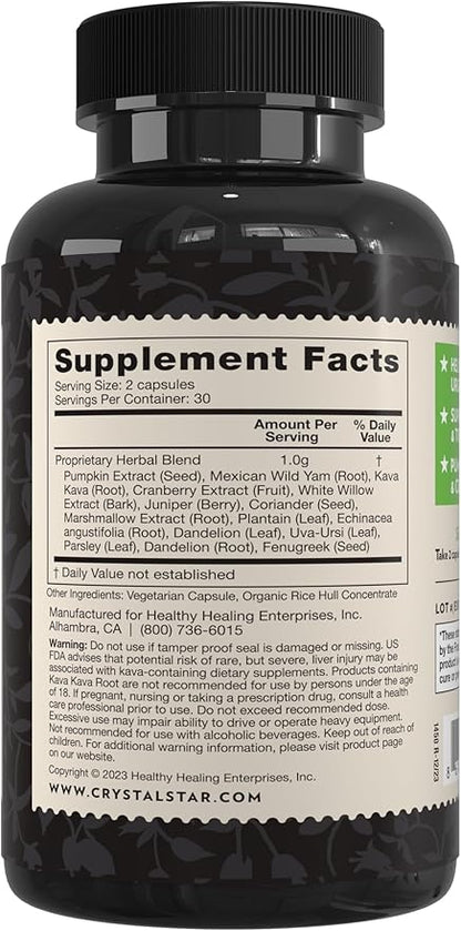 Crystal Star Bladder Strength (60 Capsules) – Herbal Urinary Tract Health and Extra Strength Bladder Control Supplement, Cranberry Extract, Pumpkin Seed Extract, Plantain and Wild Yam Root, Non-GMO