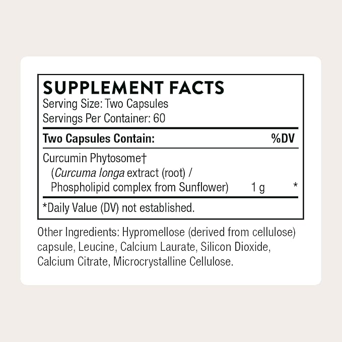 THORNE - Curcumin Phytosome 1000 mg (Meriva) - Clinically Studied, High Absorption - Supports Healthy Inflammatory Response in Joints, Muscles, GI Tract, Liver, Brain & Nerves* - 60 Servings