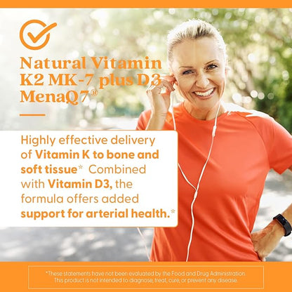 Doctor's Best Natural Vitamin K2 MK-7 Plus D3 - VIT D3 and K2 MK7 Supplement for Men & Women, Supports Tissue, Artery, & Bone Health, Non-GMO, Gluten Free, Soy Free, Vegetarian - 60 Veg Caps