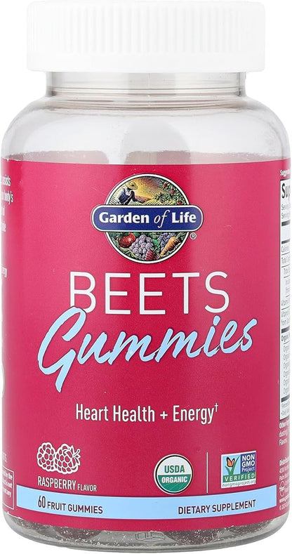 Garden of Life Organic Beet Root Gummies Made from Pectin with Antioxidants, Vitamin C, Vitamin D & B12 for Heart Health & Energy – BEETS Gummies – Vegan, Gluten Free, Non GMO, Raspberry, 30 Servings