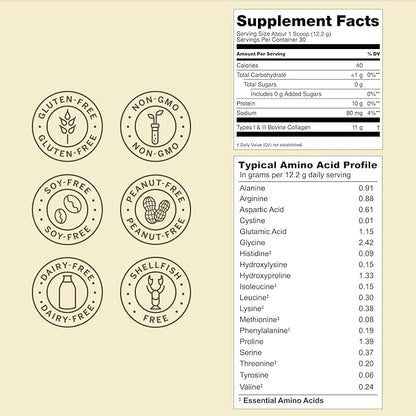 Live Conscious Collagen Peptides Powder - Vanilla Flavored Collagen Powder - Hair, Skin, Nail, & Joint Support - Type I & III Grass-Fed Collagen Supplements for Women and Men - 30 Servings - 13oz