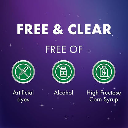 ZzzQuil Liquid Sleep Aid, Diphenhydramine 50mg HCI, Free & Clear, Free of Alcohol and Artificial Dyes, Nighttime Sleep Aid Liquid, Non-Habit Forming, Strawberry Flavored, 2 Pack, 24 FL OZ