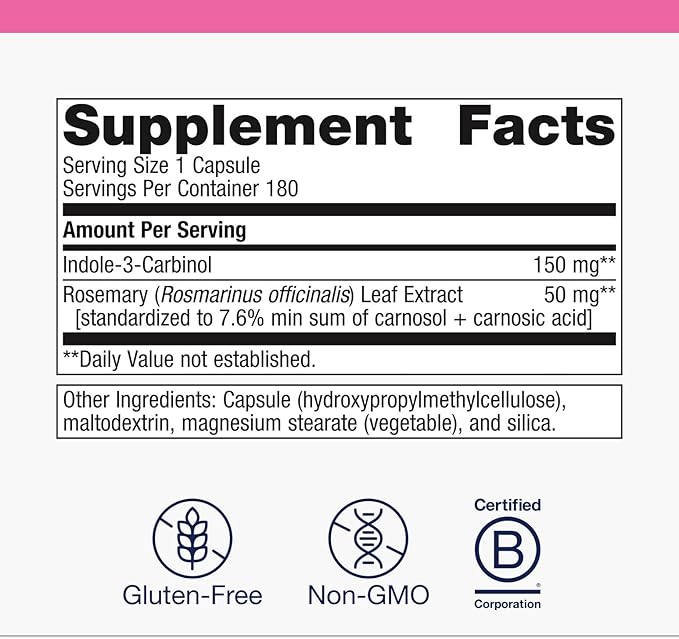 Metagenics Meta Indole-3-Carbinol Supplement - Supports Estrogen Hormone Balance, Antioxidant & Liver Health* - Non-GMO, Gluten-Free, Vegan - GMP Certified Facility - 180 Capsules