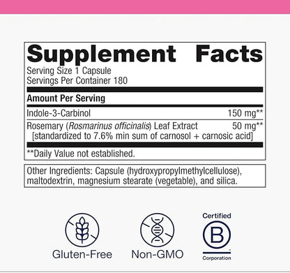 Metagenics Meta Indole-3-Carbinol Supplement - Supports Estrogen Hormone Balance, Antioxidant & Liver Health* - Non-GMO, Gluten-Free, Vegan - GMP Certified Facility - 180 Capsules