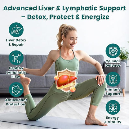 2 Pack Liposomal Lymphatic Drainage Drops, Liver Cleanse Detox & Repair Liquid Supplement with Milk Thistle, Dandelion, Burdock Root - Lymph & Liver Detox, Antioxidant, Natural Flavor 4 Fl Oz