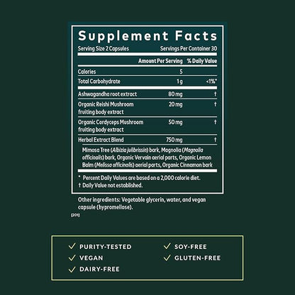 Gaia Herbs Adrenal Health Nightly Restore - Herbal Supplement with Ashwagandha, Magnolia Bark, Cordyceps, Lemon Balm & More* - 60 Vegan Liquid Phyto-Caps (30 Servings)
